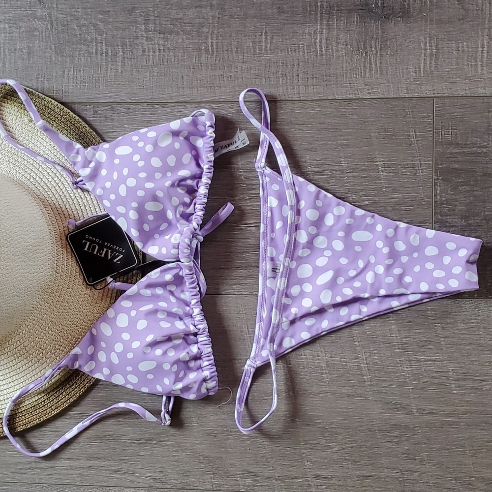 NWT Zaful purple poka dot bikini 👙.  Size  medium